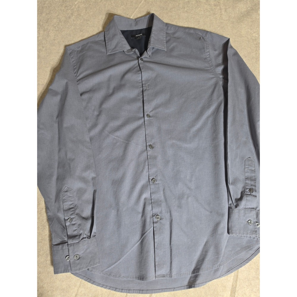 Alfani Mens Gray‎ Long Sleeve Button Down Stretch Shirt Medium